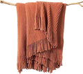 lifein Throw Blanket for Couch, Soft Boho Decor Bed Throw, Cozy Burnt Orange by lifein