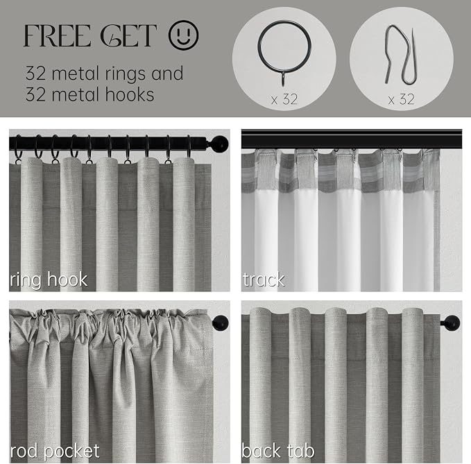 Topfinel 92 Inch Linen 100% Blackout Curtains 2 Panels - Image 6