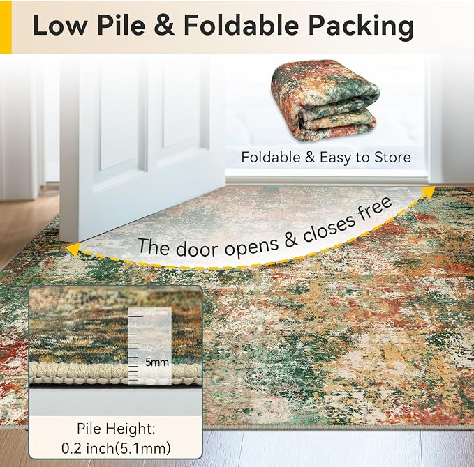 RELEANY Washable 5'x7' Abstract Area Rug - Image 6