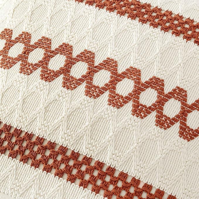 MIULEE Set of 2 Fall Burnt Orange Decorative Pillow Covers 18x18 | Farmhouse - Image 4