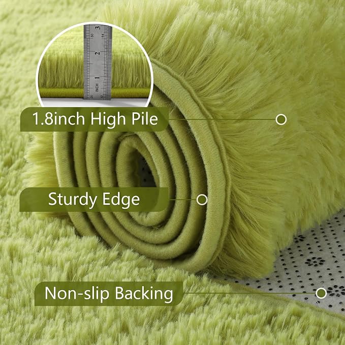 8x10 Extra Large Green Fluffy Area Rug Non-Slip - Image 6