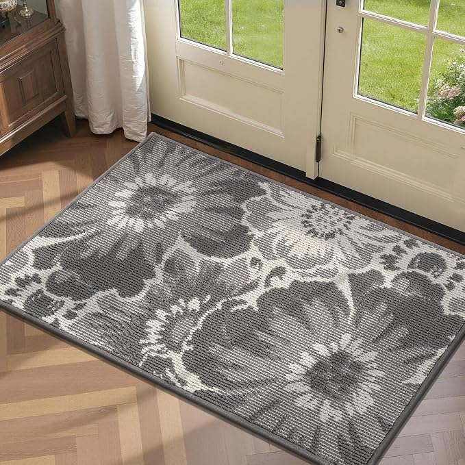 Findosom Washable Runner Rug 2x3, Non Slip High-Low Textured Floral Small by Findosom