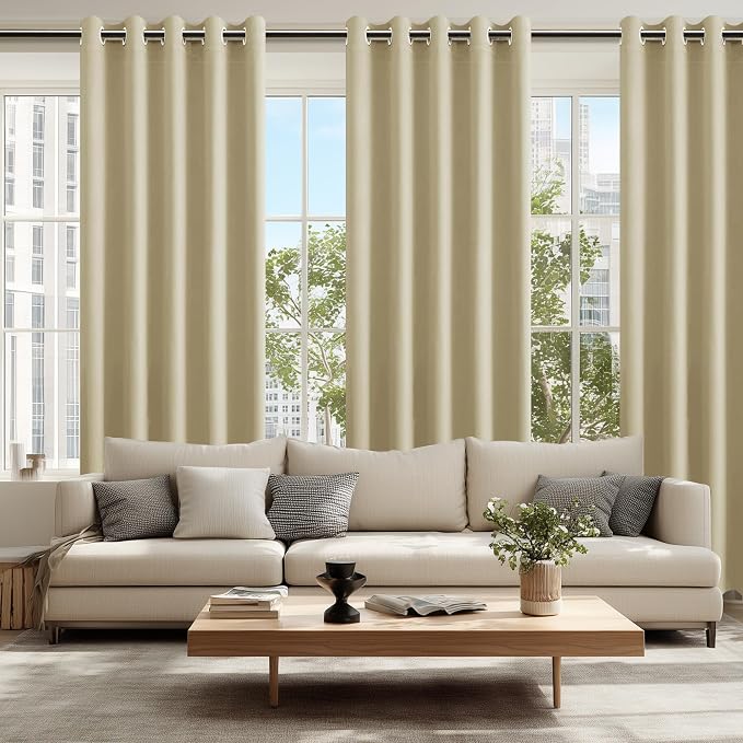 Blackout Curtains for Bedroom, Light Beige, 60 x 84 Inch, 2 Panels | Thermal - Image 6