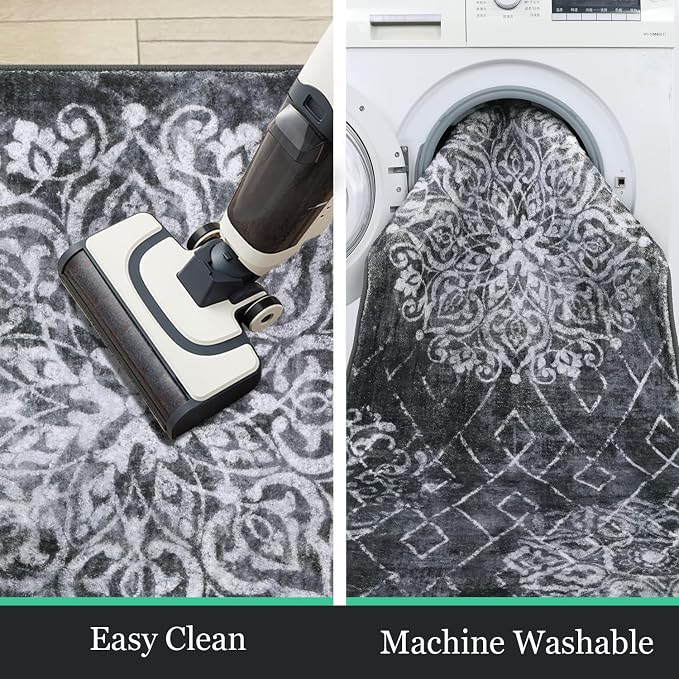 HEBE Hallway Runner Rug 2'8''x12', Washable Non Slip Kitchen Rug Runner | Soft - Image 5