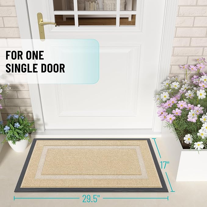 OLANLY Front Door Mat Outside 29.5x17, All-Season Heavy-Duty Rubber Doormat | - Image 2
