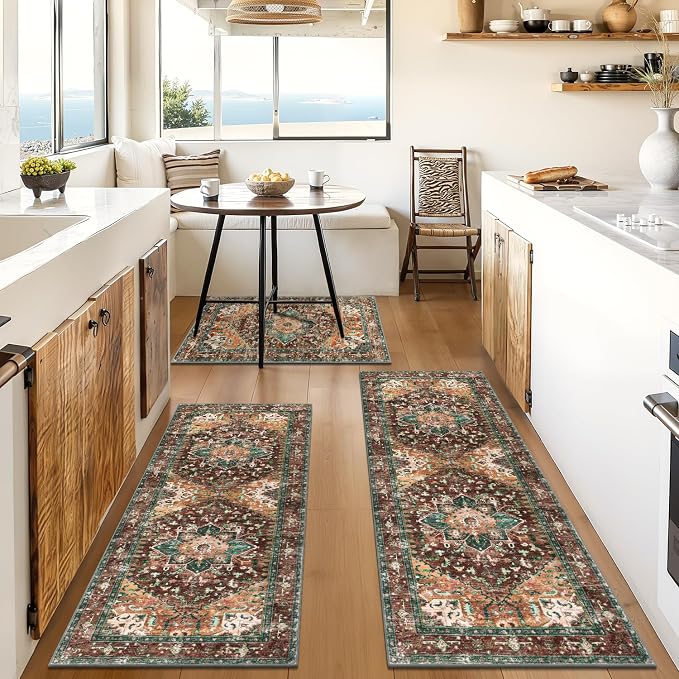 Yamaziot Washable Runner Rug Set of 3, Non-Slip Boho Hallway Kitchen Rug | - Image 7