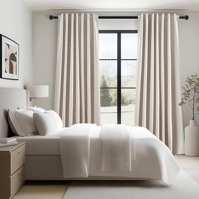Topfinel Linen Beige Blackout Curtains 84 Inch Long 2 Panels, Linen Blend - Image 7