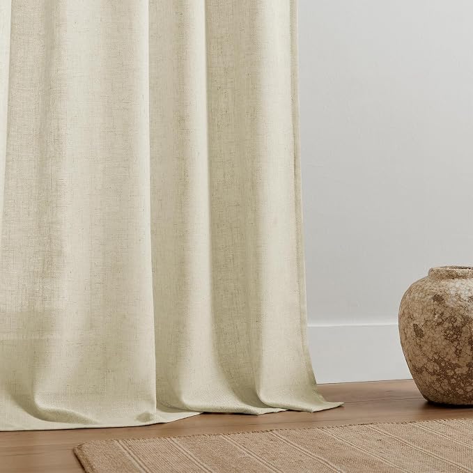 Joydeco Linen Curtains 96 Inch Length 2 Panel Sets, Light Filtering Curtains - Image 6