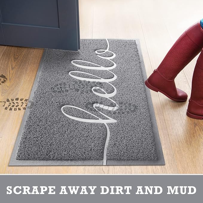 Grey Door Mat Welcome Mats Outdoor Indoor Doormat - Image 7