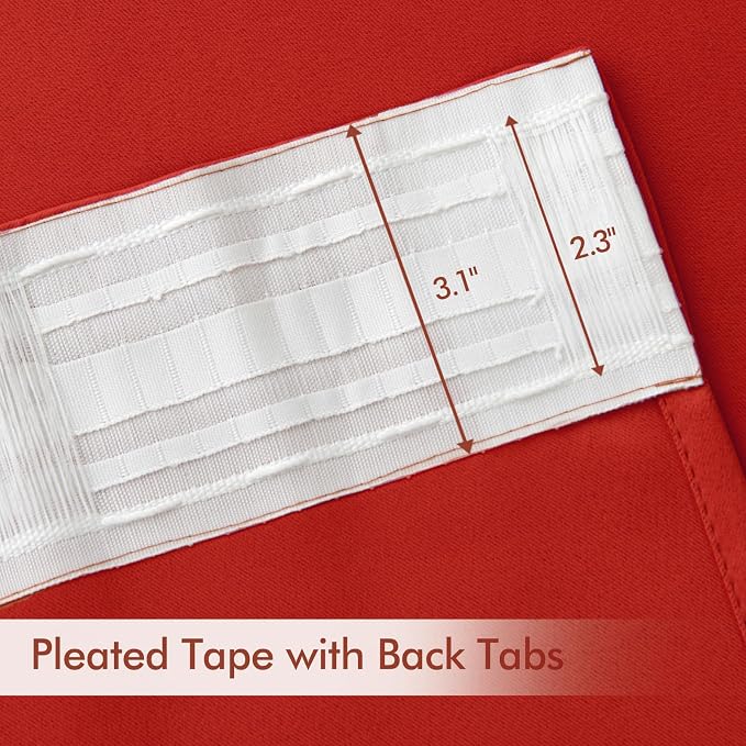 MIULEE Christmas Red Back Tab Blackout Curtains 52x108 Inch Long 2 Panels | Rod - Image 4
