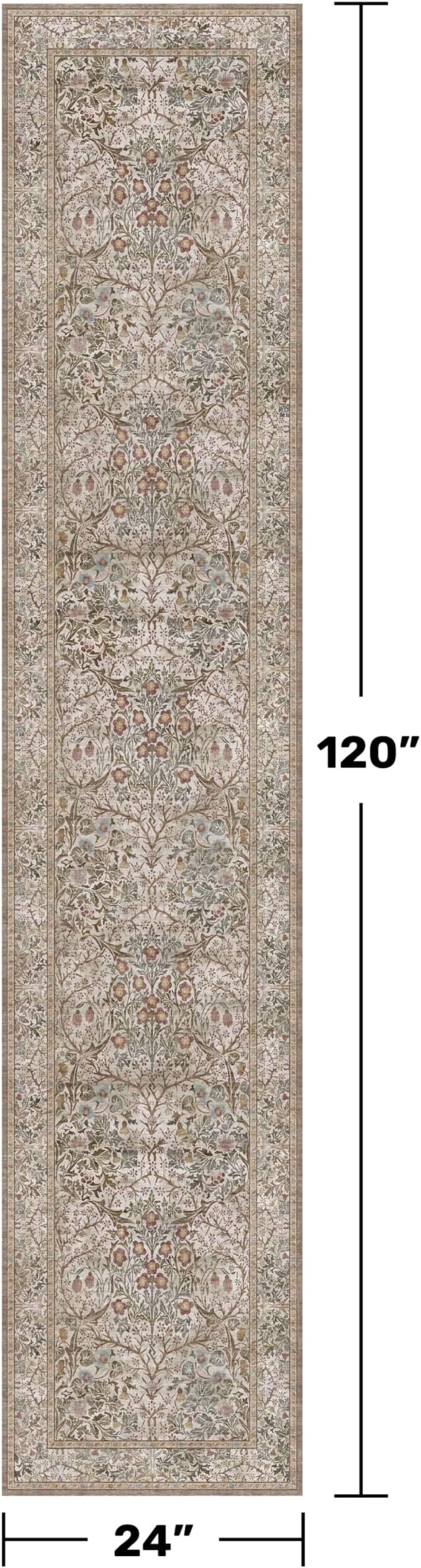 Non Slip 2x10 Moss Green Hallway Runner - 10ft Long Runner Rugs - Image 2