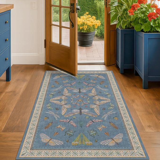 Washable Blue Rugs for Bedroom Bedside - Image 6