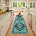 RELEANY Washable Area Rug, Runner 2'6"x8', Teal | Non-Slip, Water Repellent by RELEANY