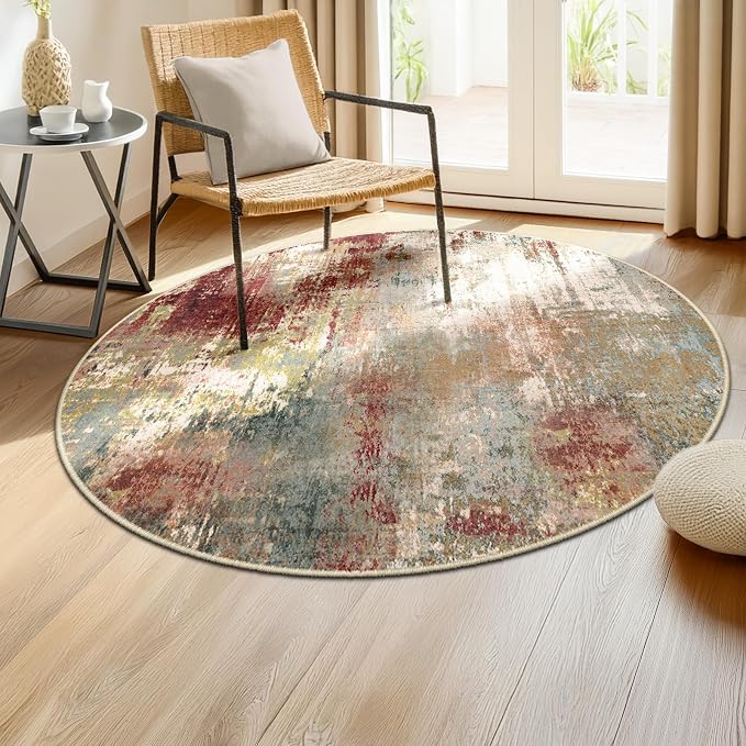 RELEANY Washable Round 4ft Area Rug by RELEANY
