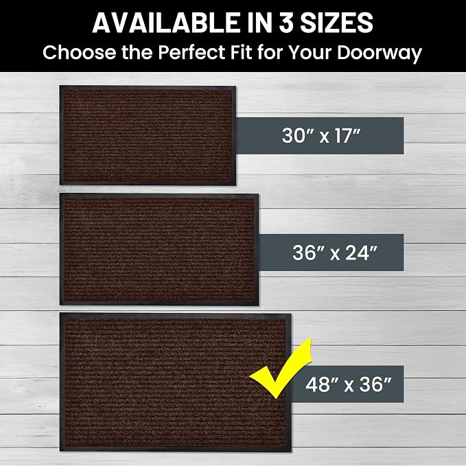 Front Door Mat, Indoor Outdoor Welcome Entryway Doormat, 48x36 Dark Brown | - Image 5
