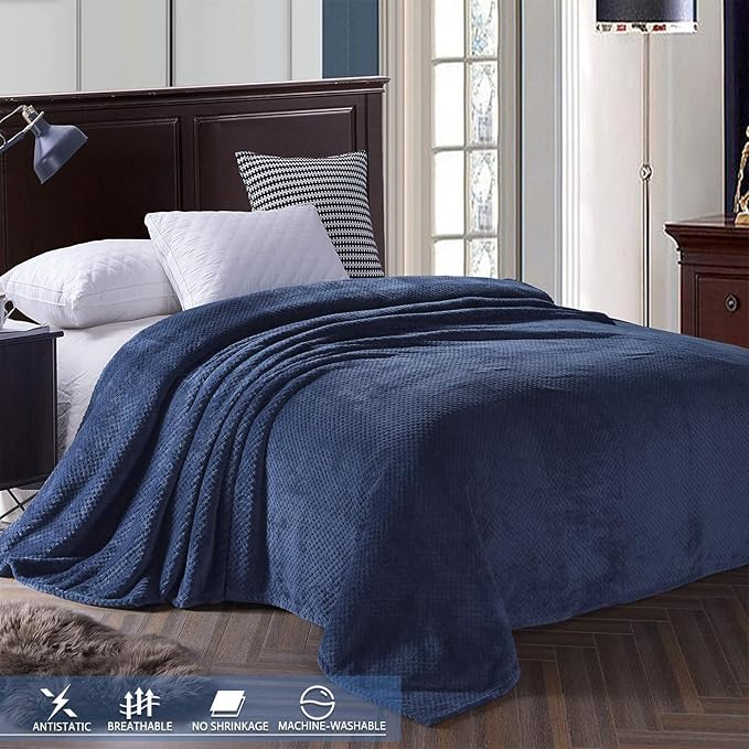 Exclusivo Mezcla Soft Waffle Fleece Bed Blanket Twin XL Size, Cozy Fluffy Design - Image 3