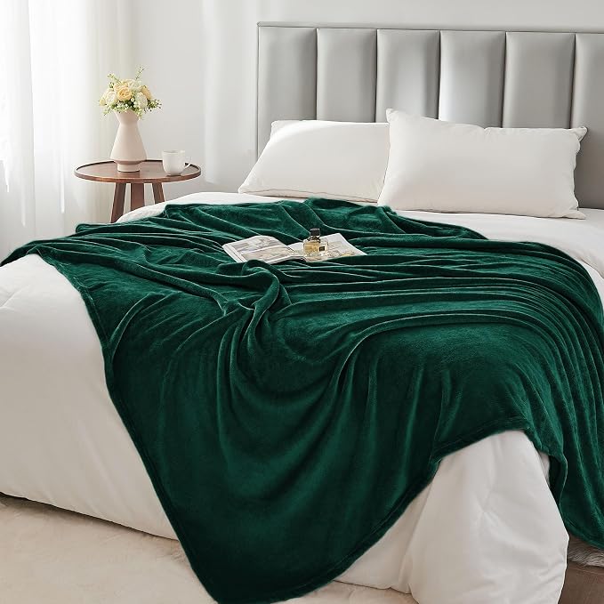 BEDELITE Fleece Blanket Soft Plush Queen Bed Blanket Forest Green 90"x90" | - Image 5