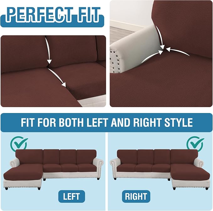 H.VERSAILTEX Sectional Couch Covers 4 Pieces Sofa Seat Cushion Covers L Shape - Image 5