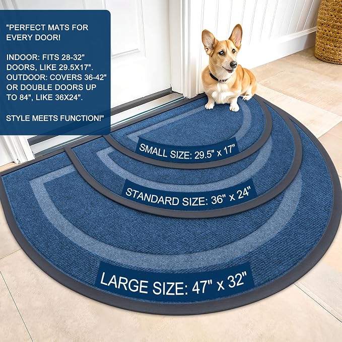 OLANLY Half Circle Front Door Mat Outside 59x23 All-Season Rubber Doormat | - Image 2
