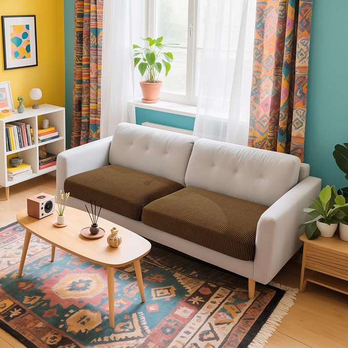 Hokway Stretch Couch Cushion Covers, 2 Piece Individual Sofa Cushion - Image 2