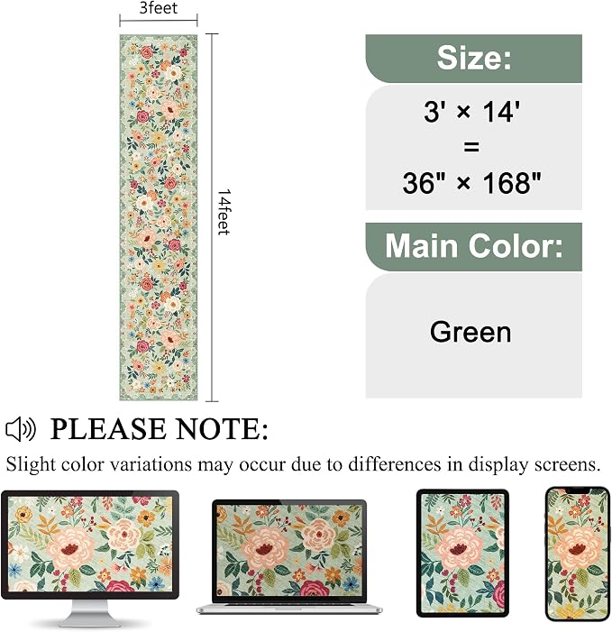 DUKINO 3x14 Washable Runner Rug, Non Slip Long Kitchen Runner Rug, Low Pile - Image 2