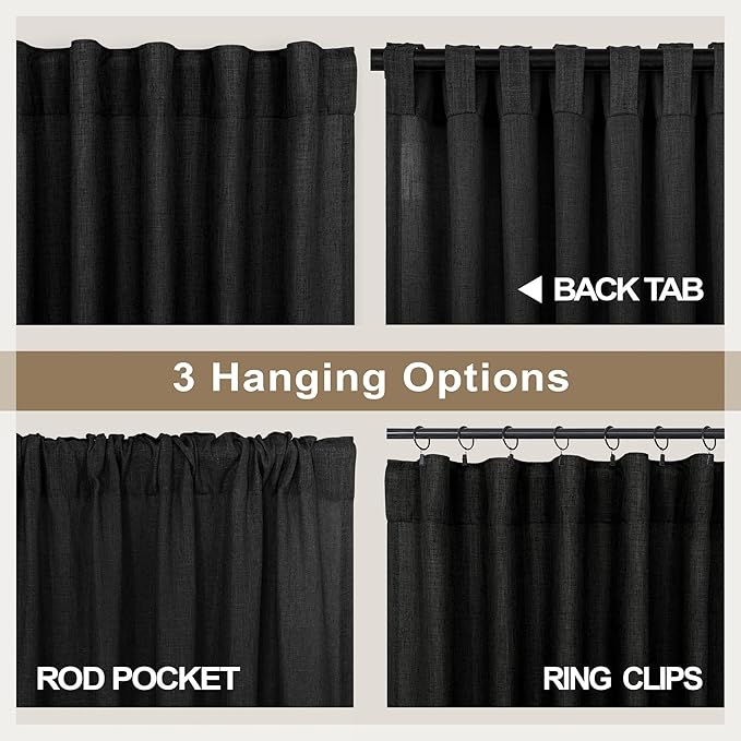 Pitalk Black Extra Long Curtains 120 Inches Long - Image 5