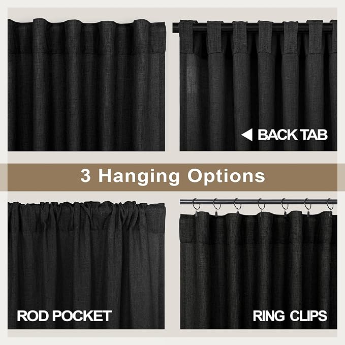 Pitalk Black Linen Sheer Curtains 72 Inch Length - Image 5