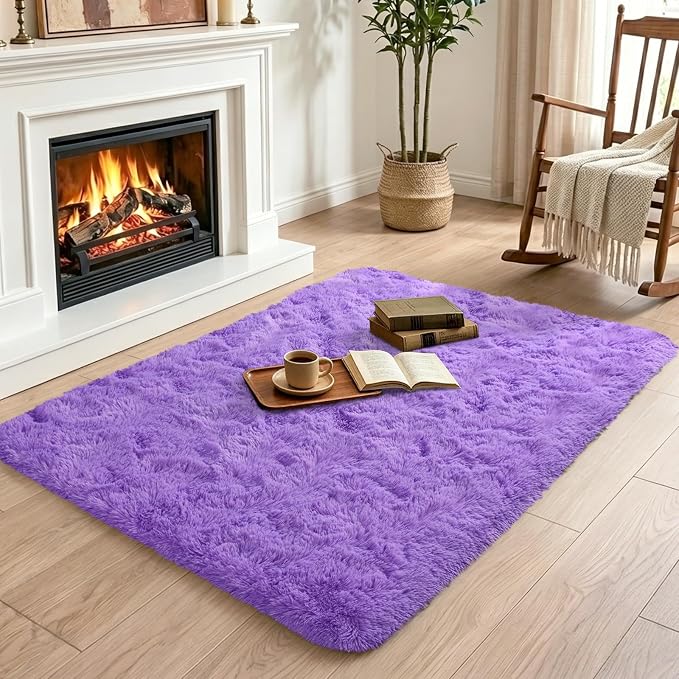2x3 Purple Fluffy Soft Area Rug Non-Slip - Image 4