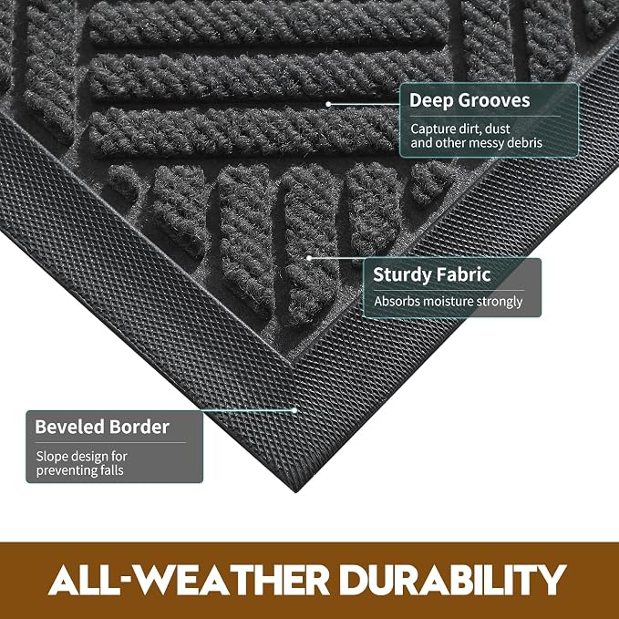 Front Door Mat, Heavy Duty Waterproof Doormat 61.5"x36", Stain Fade Resistant - Image 3