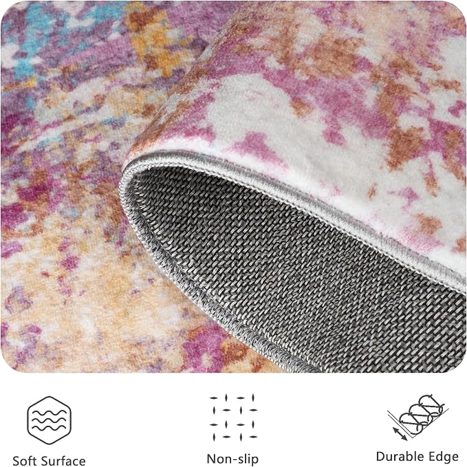 8x10 Area Rugs, Abstract Modern Ultra Soft Washable Rug, Non Slip Carpet - Image 5