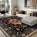 RELEANY Washable Area Rug, Water Repellent, Pet Friendly, Vintage Floral Boho by RELEANY