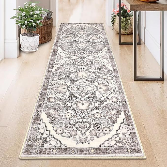 HEBE Hallway Runner Rug 2'x6', Washable Non Slip Kitchen Rug Runner | Soft Boho - Image 7