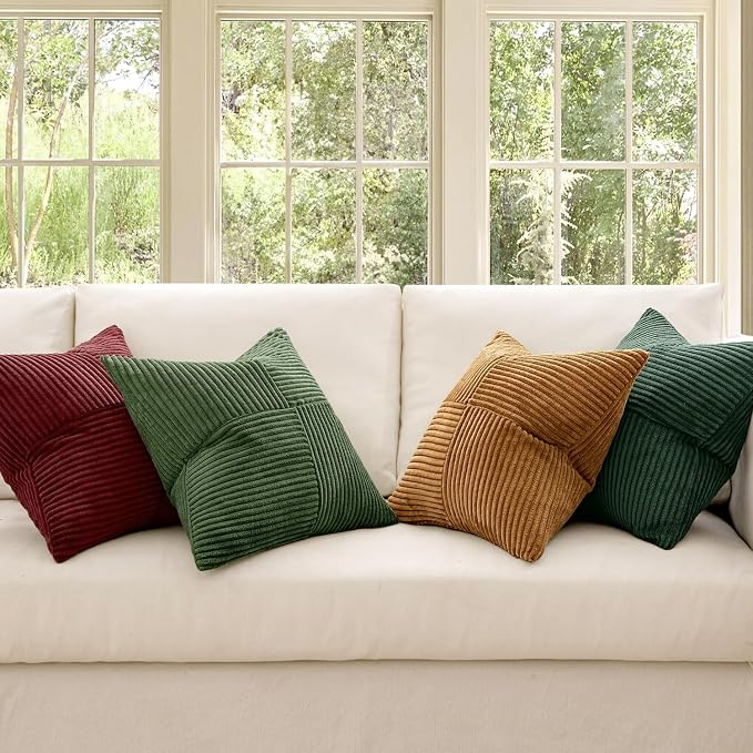 MIULEE Boho Christmas Green Decorative Throw Pillow Covers 20x20 Set of 4 - Image 2