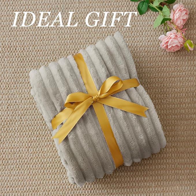 BEDELITE Ribbed Twin Blanket for Couch & Bed, Light Grey, Warm Yet Lightweight - Image 6
