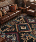 Rustic Cabin Area Rug for Bedroom 6x9, Machine Washable Lodge Bear Rug by YIHOUSE
