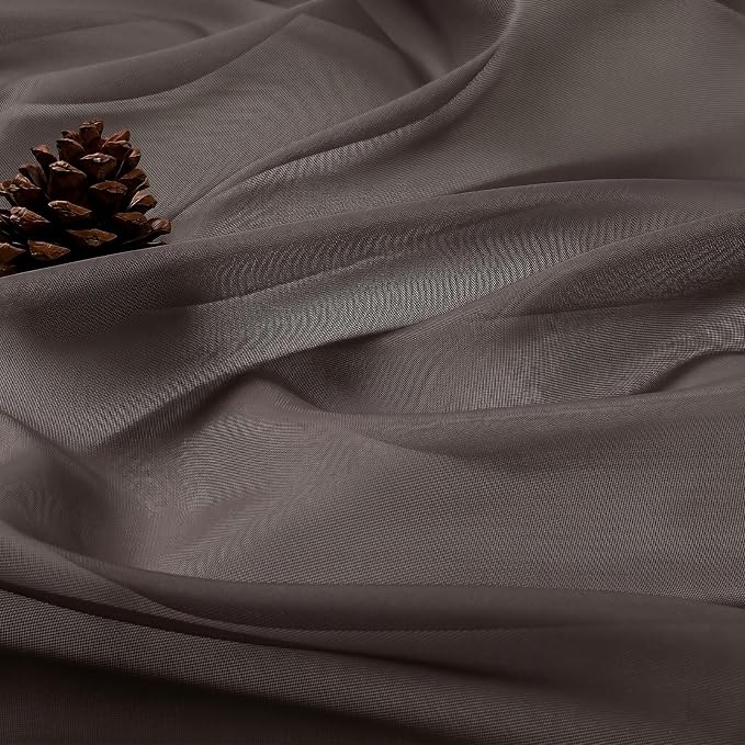 Chocolate Sheer Curtains 72 Inches Long 2 Panels Set, Light Filtering Sheer - Image 5