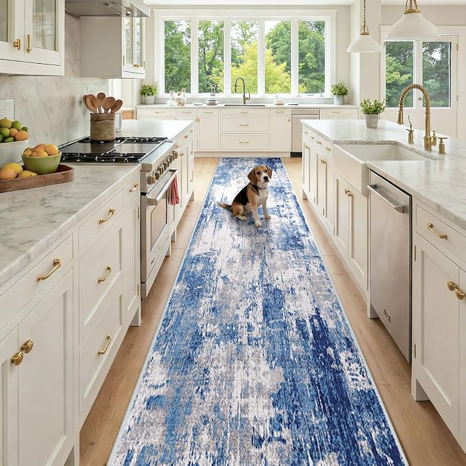 RELEANY Washable Runner 2'6"x14' Abstract Area Rug by RELEANY