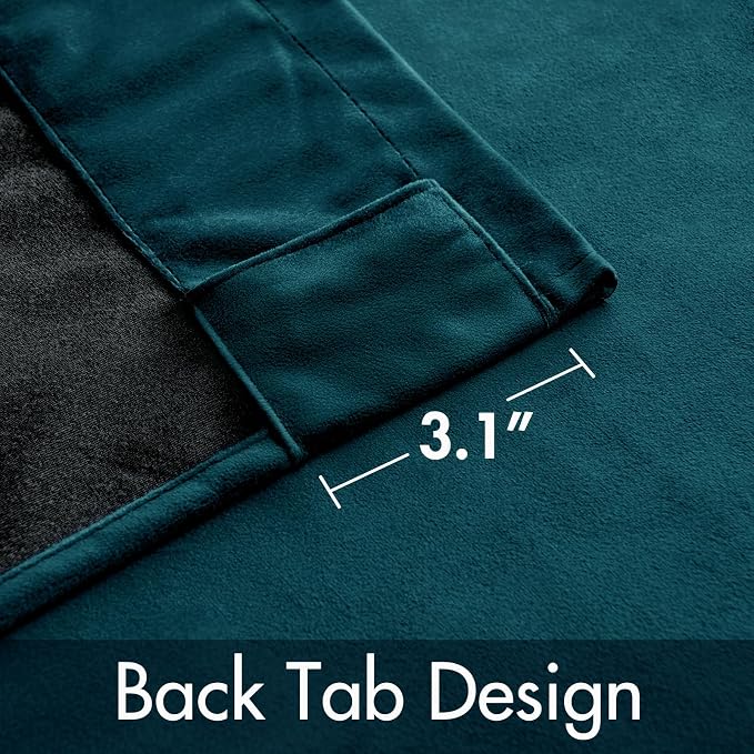 MIULEE Peacock Blue Velvet Blackout Curtains 52x108 inches 2 Panels | Luxury - Image 3