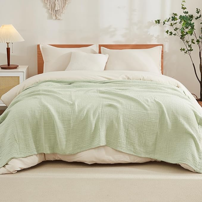 EMME Muslin Blankets for Adults Throw Blanket for Couch Breathable Gauze Soft - Image 2