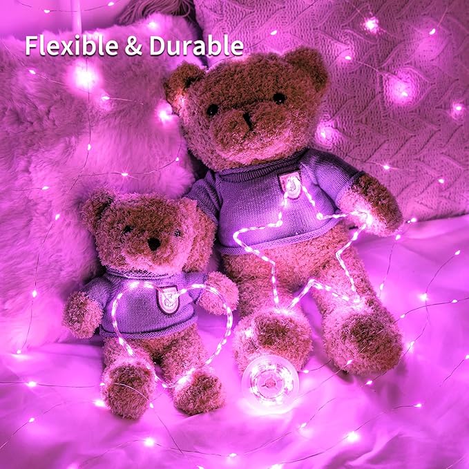JMEXSUSS 2 Pack Pink Fairy Lights Battery Operated, Total 400 LED 132ft Christmas Twinkle String Lights with Remote, 8 Modes Pink Lights for Christmas Valentine's Day Indoor Bedroom Birthday Decor