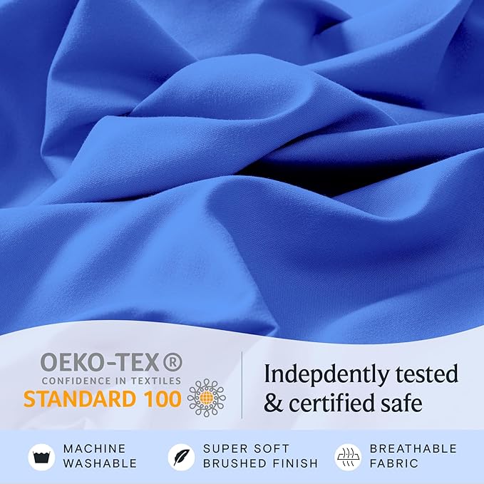 LuxClub 3 PC Sheet Set Bed Sheets Deep Pockets 16" Eco Friendly Wrinkle Free Cooling Machine Washable Hotel Bedding Silky Soft - Marine Blue Twin XL