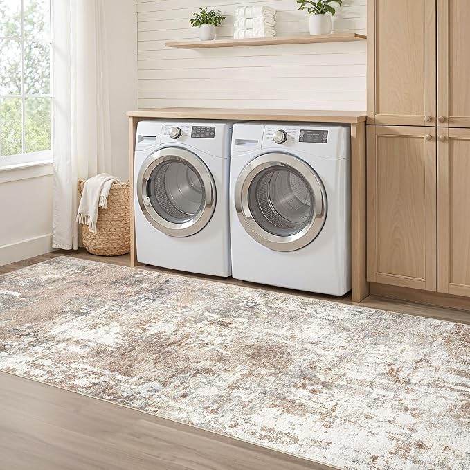LOONGRUG Runner Rug 2x8 Washable Non-Slip Kitchen Neutral Modern Rug | Abstract - Image 6
