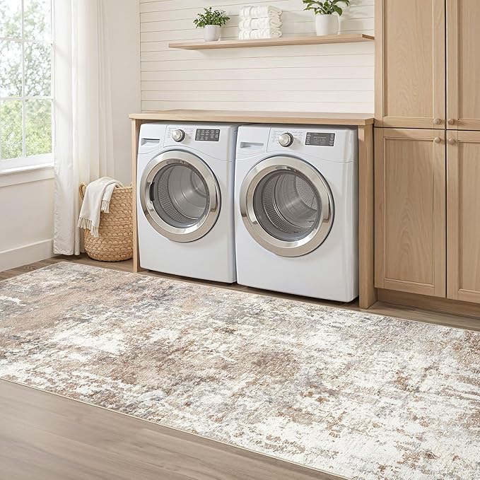 LOONGRUG Runner Rug 3x8 Washable Non-Slip Kitchen Neutral Modern Rug | Abstract - Image 7