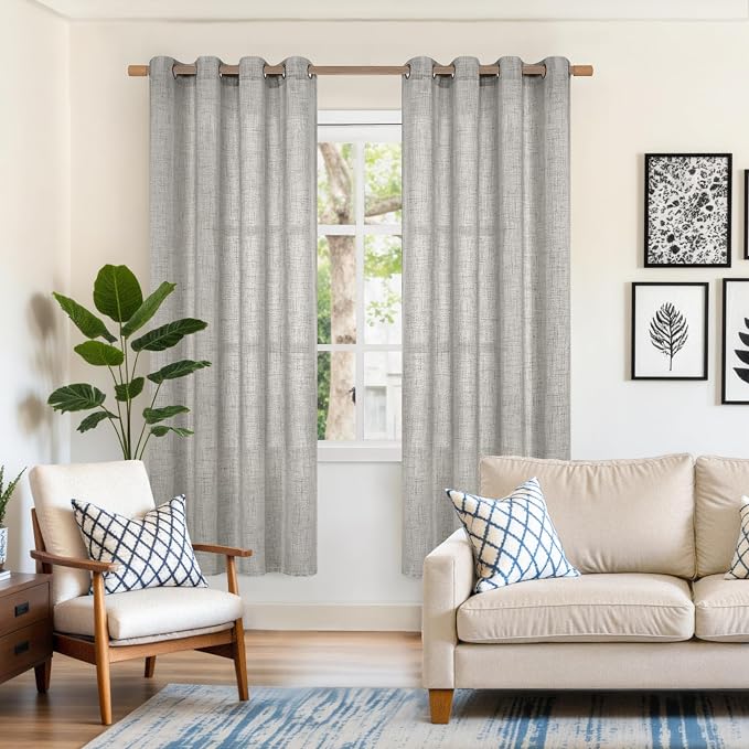 YoungsTex Dark Grey Linen Curtains 72 Inch Length - Image 2