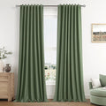 Olive Green 100% Blackout Curtains 108 Inch Length 2 Panels Set by Guken