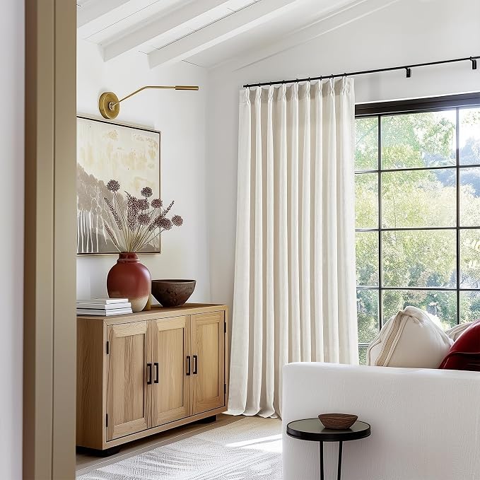 Natural Extra Wide Pinch Pleat 120 Inch Curtains 60 Inch Wide | Memory Trained - Image 9