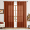 Extra Wide Linen Curtains for Living Room 84 Inches Long Terracotta Light by Nanspring