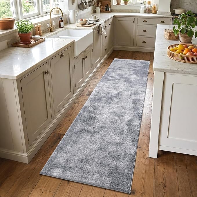 2x6 Tie-dye Light Grey Runner Rug Washable Non-Slip by Unknown