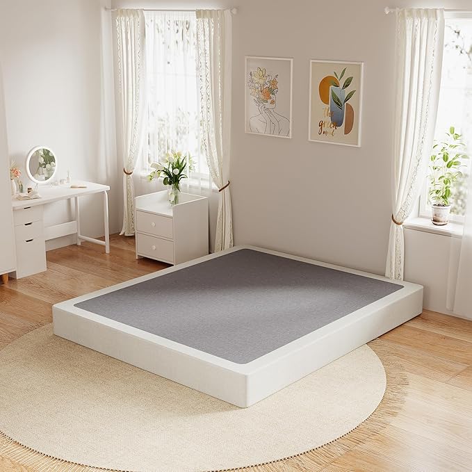 Full Size Box Spring, 7 Inch Full Size Box Spring Only, 3000 lbs Heavy Duty Metal Frame Mattress Foundation with Fabric Cover, Easy Assembly-Noise Free