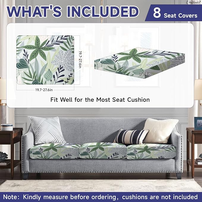 CALBODE 8 Pcs Stretch Indoor/Outdoor Seat Cushion Covers, Washable Reusable - Image 2